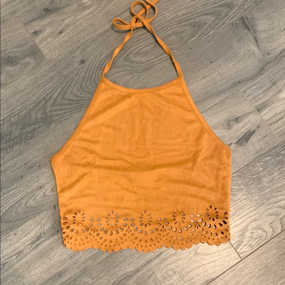 Faux Suede Halter Crop Top